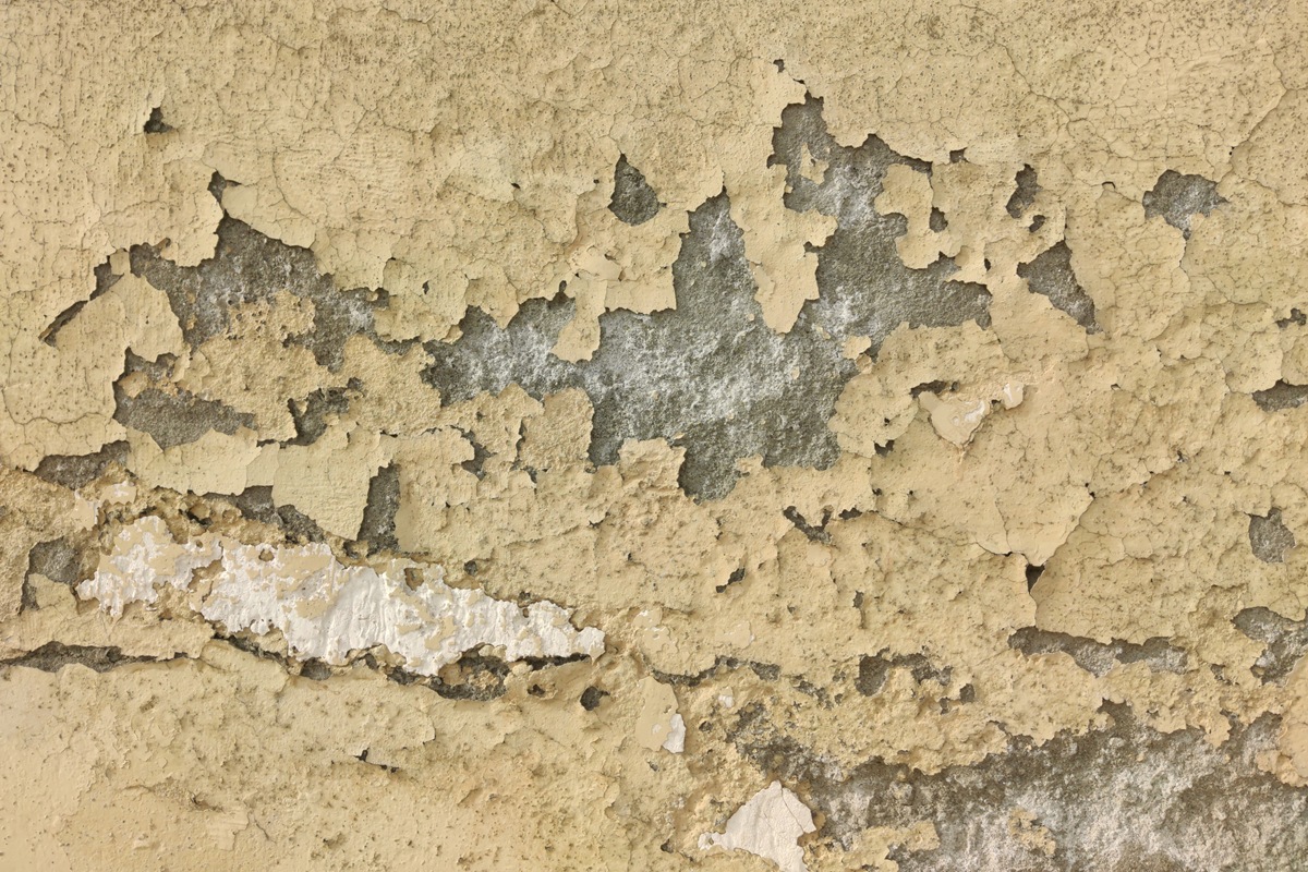 Water seepage badly changed the shape of wall